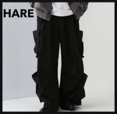 【HARE】 ダブルポケットカーゴパンツ Sサイズ 黒のサムネイル