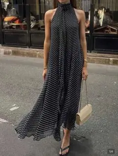 SHEIN ドット柄　シフォン　ワンピース　JP-M(XS)