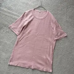 No.11 【ユニクロ】 リブ編み ピンク Tシャツ 半袖 シンプル 着回し
