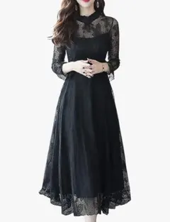 ブラックレースパーティードレス　パンプス　セット