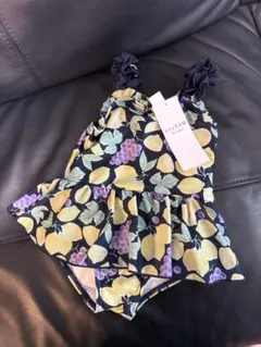 【新品 未使用】水着 90cm ネイビー レモン柄 anyFAM