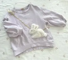 petit main 裏起毛 うさぎ ポシェット風 カットソー 110㎝