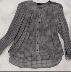 ZARA WOMAN チェック柄 長袖ブラウス グレー系