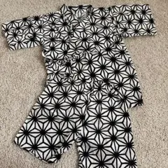 白黒幾何学模様 甚平 130