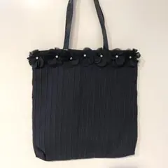 シフォンフラワービジュー ブラック フォーマルバッグ トートバッグ 結婚式