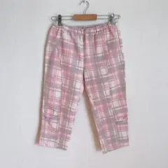 ピンク系チェック柄カジュアルパンツ　レディース　M L