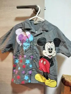 ミッキーマウス 半袖シャツ 100cm グレー　リトシー