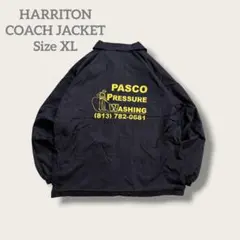 HARRITON 企業ロゴ ナイロンコーチジャケット XL 両面プリント 黒のサムネイル