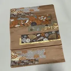 袋帯 京都 西陣 唐織 金糸 白銀地 菊 桐 藤 松竹梅 帯 中古 kp2078