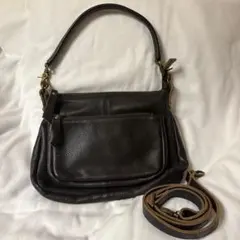 ノートルファボリ　ショルダーバッグ　2way ブラック　レザー ハンドバッグ