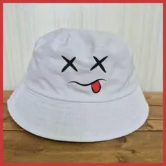 54cm 白 フェイスデザイン 美品 HIPHOP キッズ バケットハット