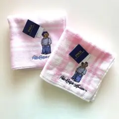 ポロベア　ラルフローレン　刺繍　タオルハンカチ　ピンク　2枚　POLO くま