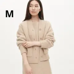ユニクロ プレミアムラムリブカーディガン（長袖）ベージュ M