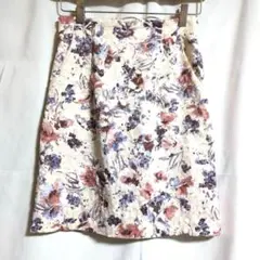 ラボラトリーワーク　フローラルタイトスカート　花柄　ウエストゴム　華やか【M】