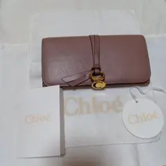 クロエ ラウンドファスナー 長財布 シボ革 ピンク ベージュ - メルカリ