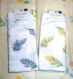 フェイスタオル ミモザ ラベンダー コットンフェイスタオル ２枚セット
