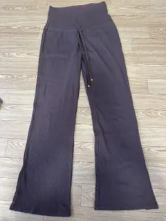 マタニティ リブ編みブラウンフレアパンツ Lサイズ