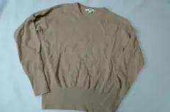 ユニクロ カシミヤ100％ クルーネック デザイン セーター ベージュ M