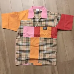 BURBERRY パッチワーク ハーフジップ 半袖シャツ - メルカリ