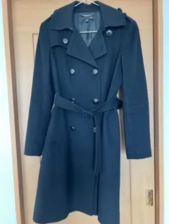 黒 ダブルブレスト ロングコート SABA