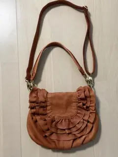 BEAURE ビュレ 本革フリル2wayショルダーバッグ キャメル