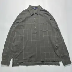 90s ラルフローレン グランパシャツ XL グレー ビンテージ 6283