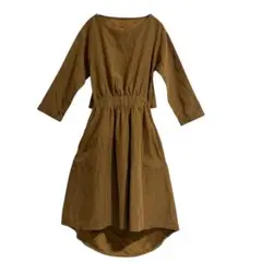 AS KNOW AS PINKY 背中開きワンピース 七分袖 ブラウン