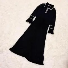 NATURAL BEAUTY BASIC ニットワンピース 襟付き パイピング