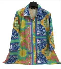 GIANNI VERSACE シルク100% 花柄 シャツ メデューサ 金ボタン - メルカリ