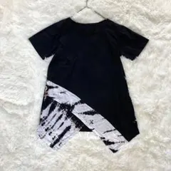 エルロデオ 半袖Tシャツ ブラック×ホワイト タイダイ柄 綿100％のサムネイル