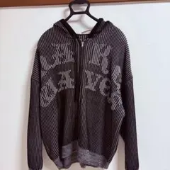 ロゴオーバーZIPニット フード付き パーカー