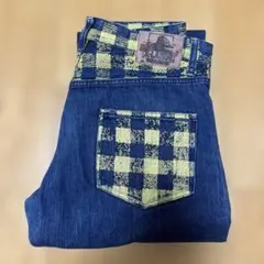 XLARGE チェック柄ブルーデニムパンツ w32 おしゃれ