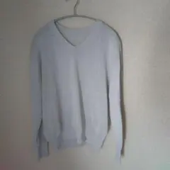 無印良品　UVカットヘンプ混Vネックセーター ライトグレー