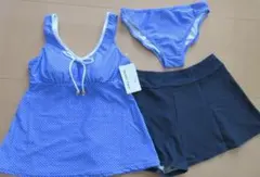 新品 15LL 婦人 タンキニ水着 ラベンダー ドット