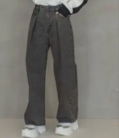 未使用　JEANASIS タックデニムワイドパンツ/974143 S