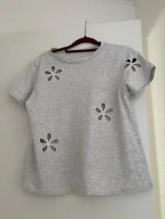フラワー刺繍半袖Tシャツ L オートミールのサムネイル