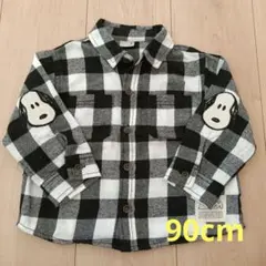 petit main チェック柄シャツ スヌーピー刺繍 90cm