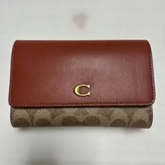 【新品未使用】COACH コーチ　三つ折り財布　茶色