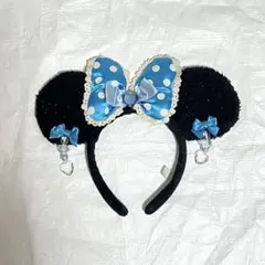 ディズニー　イヤリング　カチューシャ　ブルー　青　リボン　ミニー