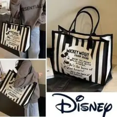 Disney　ミッキーマウス　トートバッグ　ストライプ