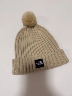 ノースフェイス　THE NORTH FACE ベージュ ニット帽 ポンポン付き