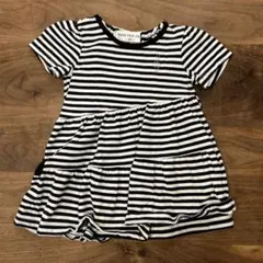 moo non non 半袖ワンピース 80cm 黒白ストライプ