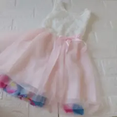 女の子 ドレス ピンク チュール 花びら 結婚式 発表会 サイズ100のサムネイル