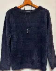 【美品】ユナイテッドアローズ　シャギーモヘア調ニット　ネイビー　M
