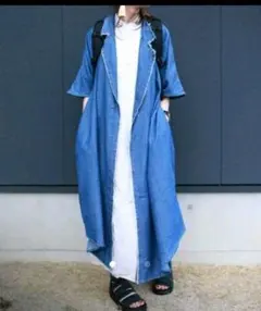 アンティカ antiqua ロングジャケット 半袖 デニム