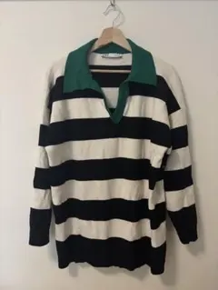 ZARA ストライプ ポロシャツ 長袖