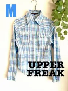 UPPER FREAK✳︎長袖シャツ✳︎M✳︎チェック✳︎ウエスタン✳︎綿100%✳︎爽やか