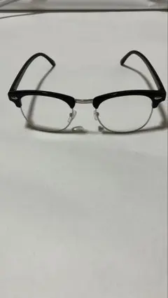 サーモント型 伊達メガネ ブラック×シルバー