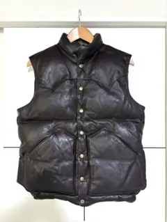 California Mfg Co. レザーダウンベスト M CALIFORNIA MFG CO本革オールレザーダウンベストMメンズジャケット