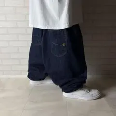 規格外！ロカウェア w48 刺繍ロゴ 超極太 デニムショーツ バギーパンツ 